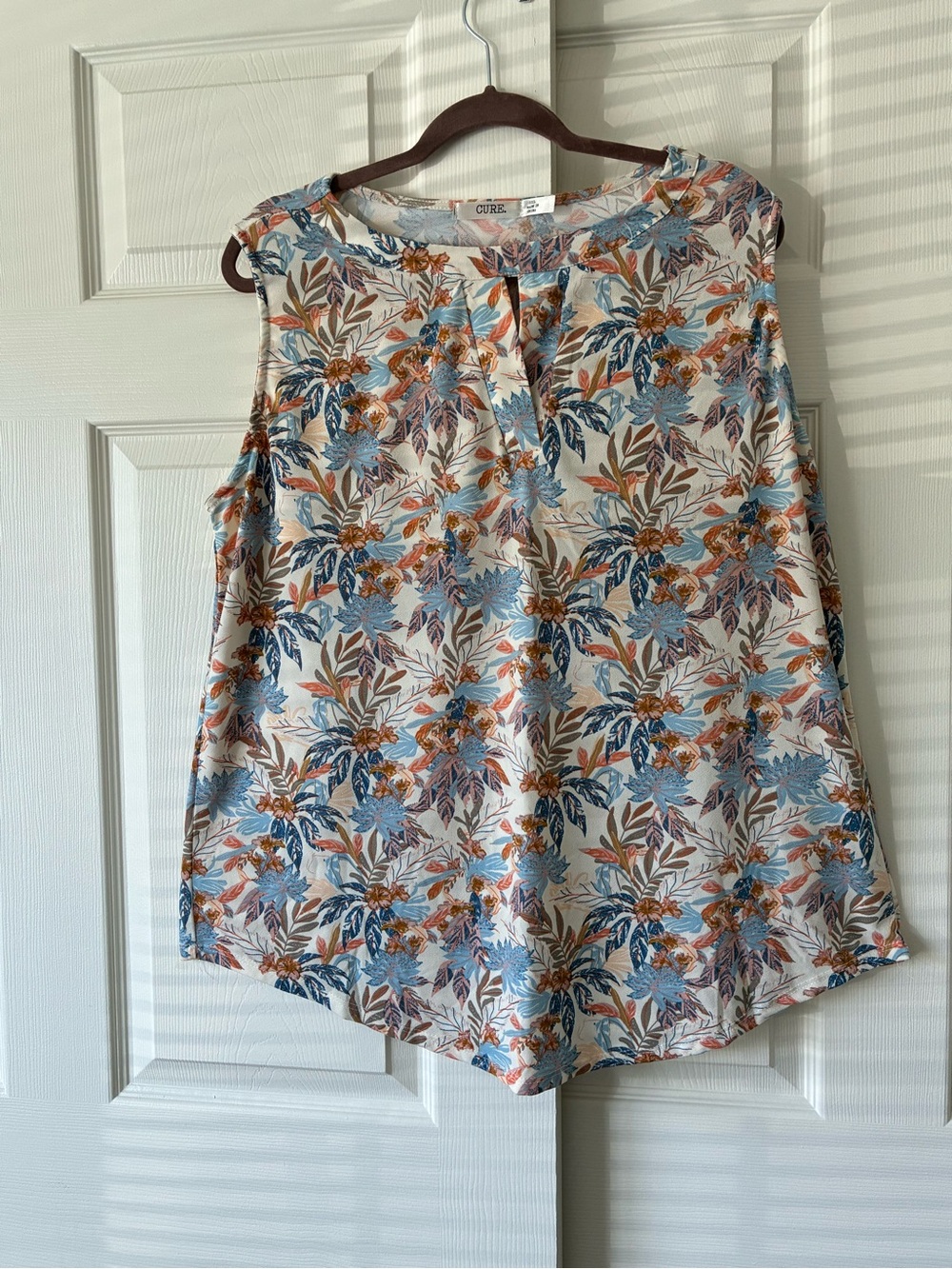 CURE Floral Sleeveless Camisole in Blue & Cream